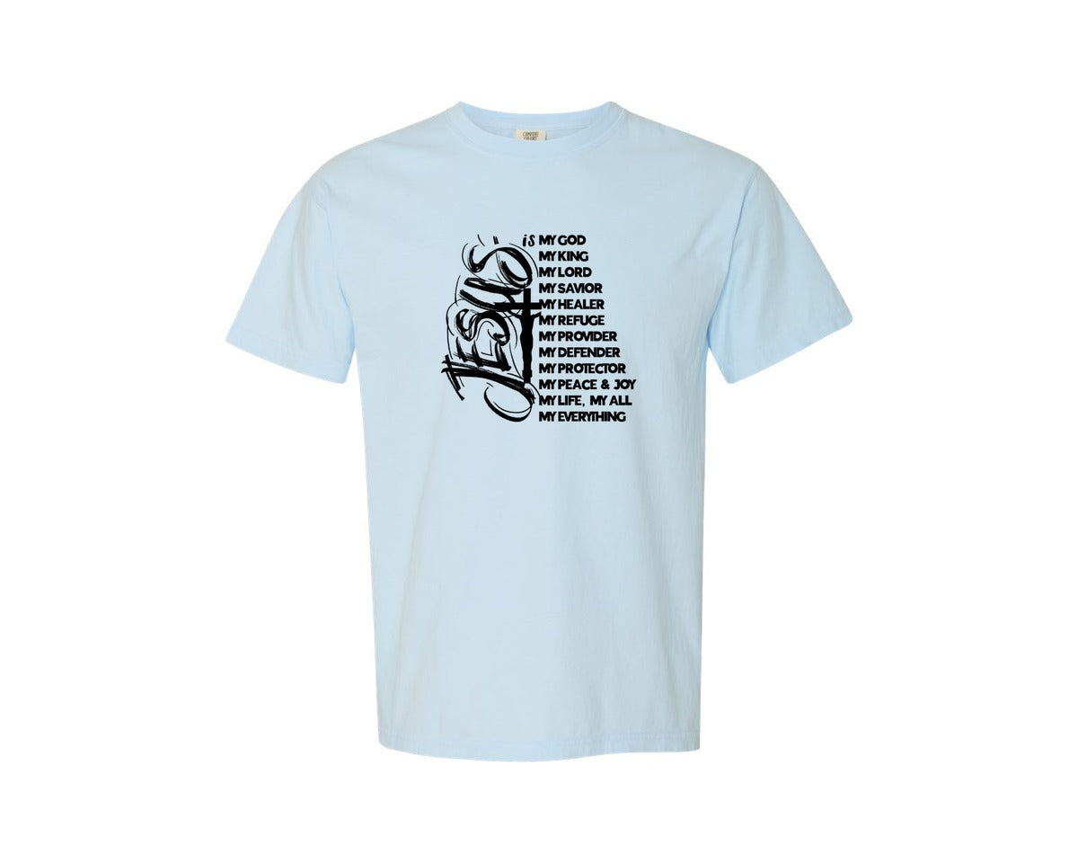 brand:Comfort Colors|color:Chambray|My God Is Everything Christian Graphic T-Shirt