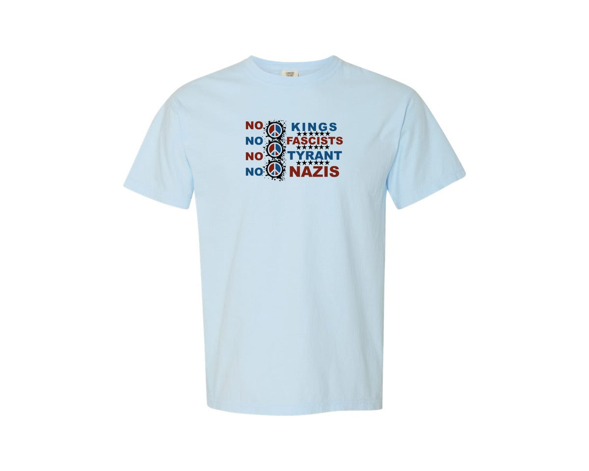 brand:Comfort Colors|color:Chambray|No Kings No Fascists No Tyrants No Na Graphic T-Shirt
