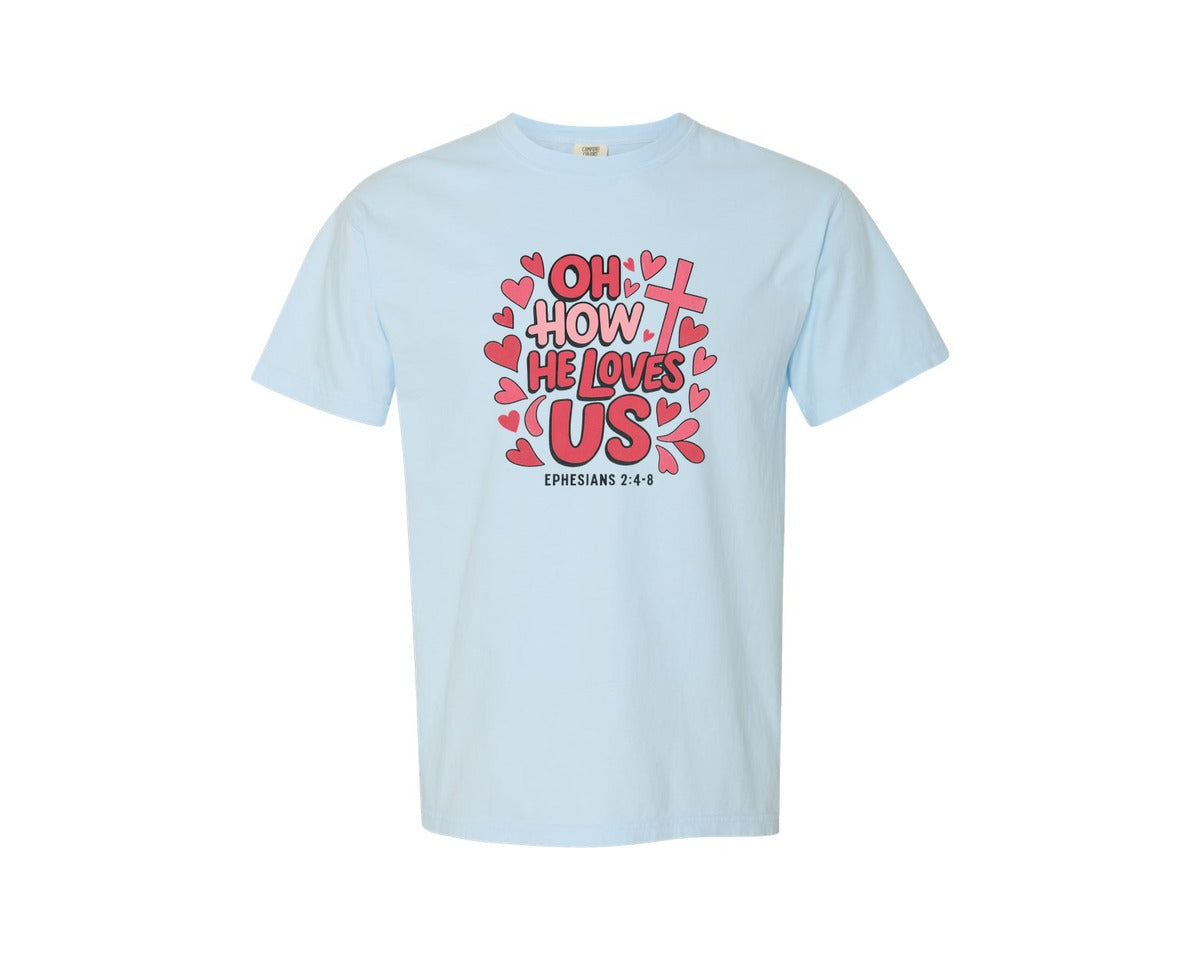 brand:Comfort Colors|color:Chambray|Funny Valentine Xoxo Graphic T-Shirt