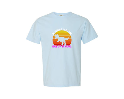 brand:Comfort Colors|color:Chambray|Roaring Into 100 Day Of School Shirt 2 Graphic T-Shirt
