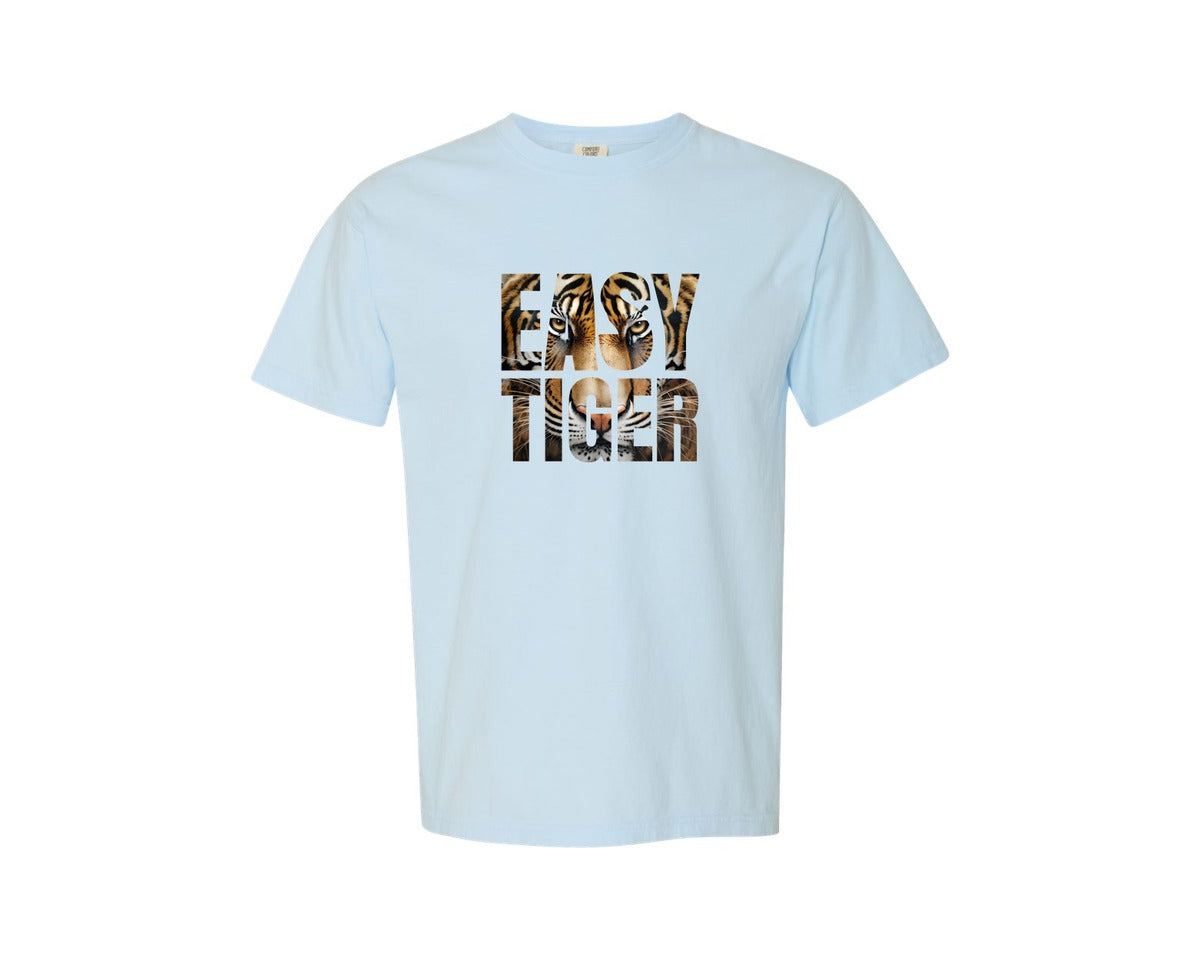 brand:Comfort Colors|color:Chambray|Funny Tiger Trendy Retro T Shirt Design Graphic T-Shirt