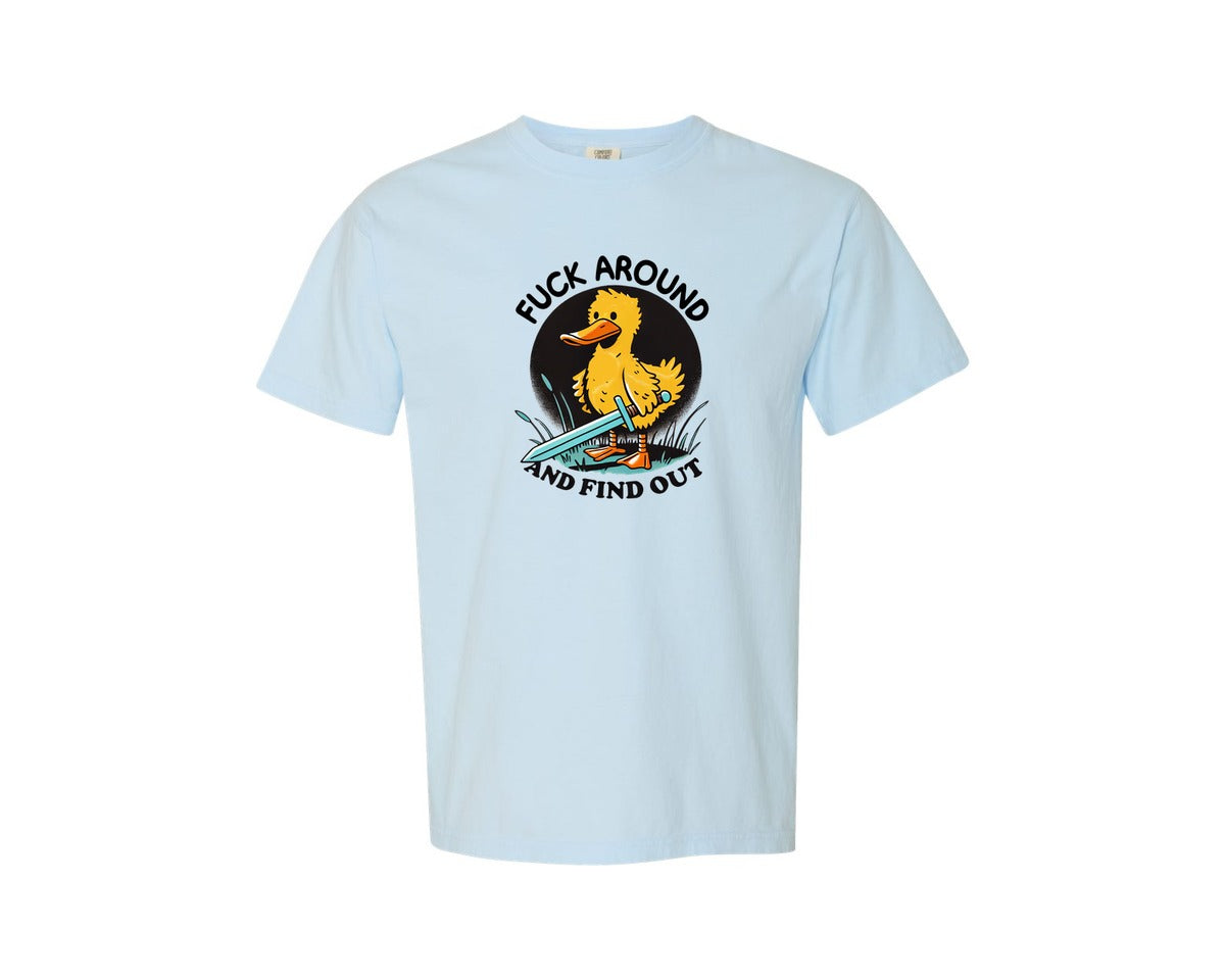 brand:Comfort Colors|color:Chambray|Funny Duck Fafo Duck Sarcastic Graphic T-Shirt