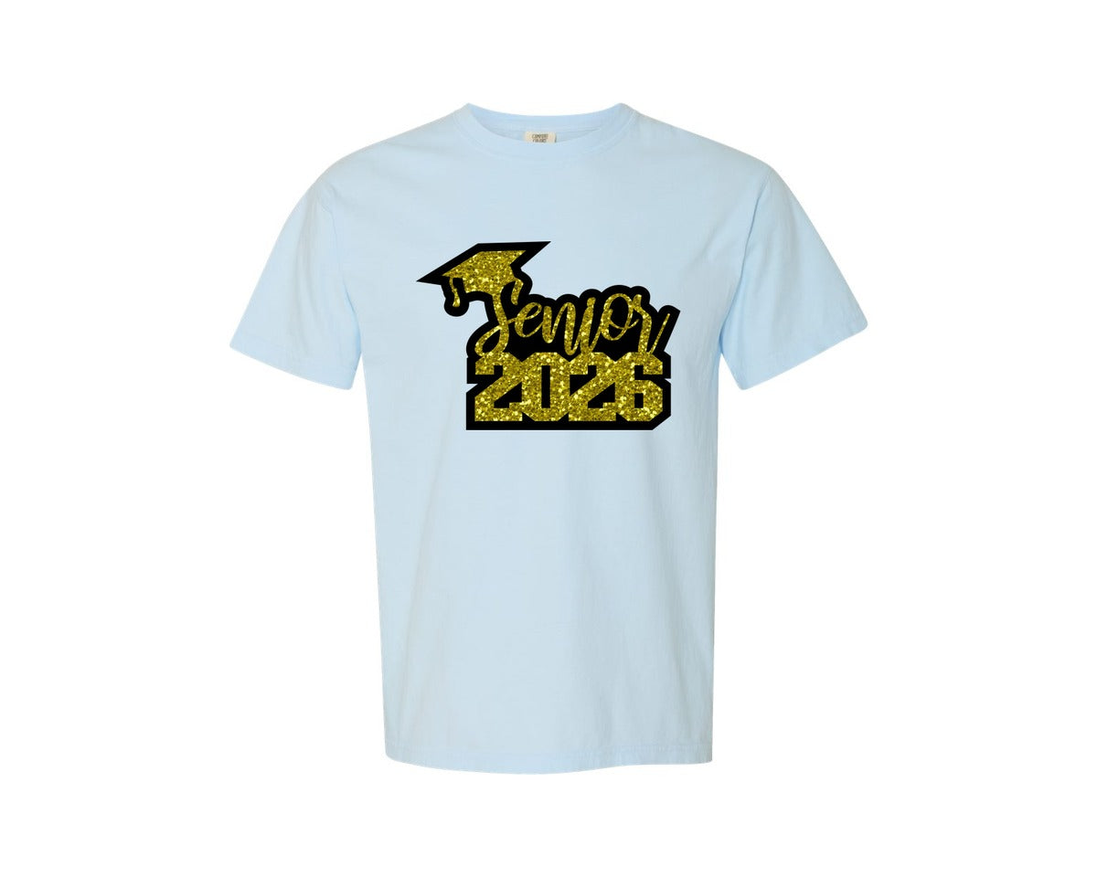 brand:Comfort Colors|color:Chambray|Senior 2026 3D Cake Topper Graduation Graphic T-Shirt