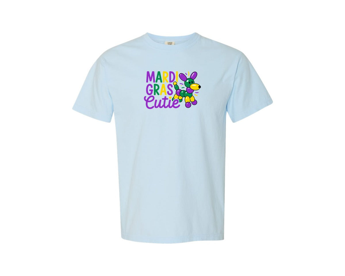 brand:Comfort Colors|color:Chambray|Kids Mardi Gras Cutie T Shirt Design Graphic T-Shirt