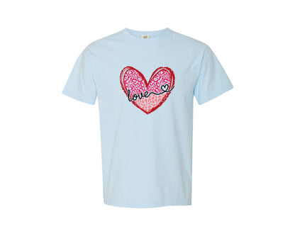 brand:Comfort Colors|color:Chambray|Leopard Love Valentine Heart Graphic T-Shirt