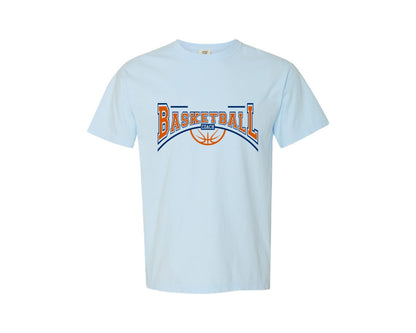 brand:Comfort Colors|color:Chambray|Basketball Team Name Coach Logo Graphic T-Shirt