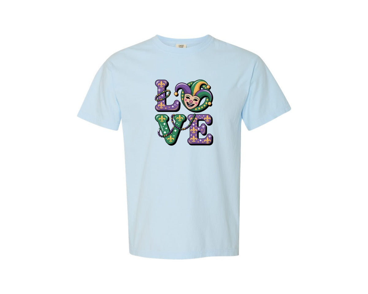 brand:Comfort Colors|color:Chambray|Mardi Gras Love 6 Graphic T-Shirt