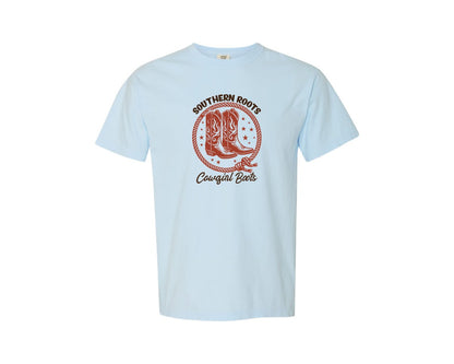 brand:Comfort Colors|color:Chambray|Southern Roots Cowgirl Boots Cowgir Graphic T-Shirt