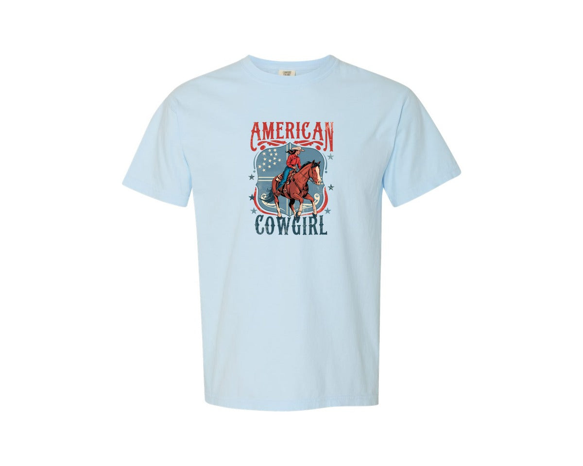 brand:Comfort Colors|color:Chambray|American Cowgirl Vintage Rodeo Design 2 Graphic T-Shirt