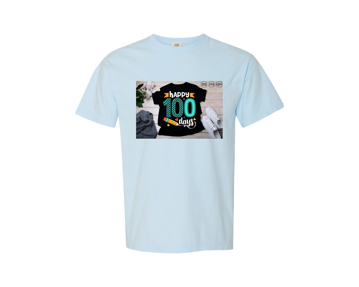 brand:Comfort Colors|color:Chambray|100 Days Of School Shirt 10 Graphic T-Shirt