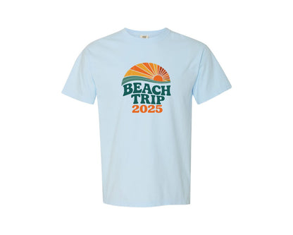brand:Comfort Colors|color:Chambray|Retro Beach Trip 2025 Summer Shirt Graphic T-Shirt
