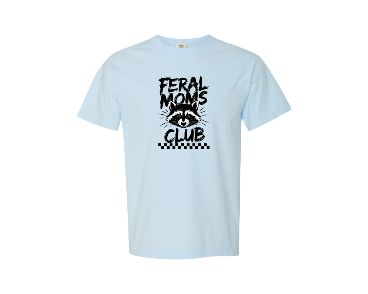 brand:Comfort Colors|color:Chambray|Feral Moms Club Mom Life Raccoon Graphic T-Shirt