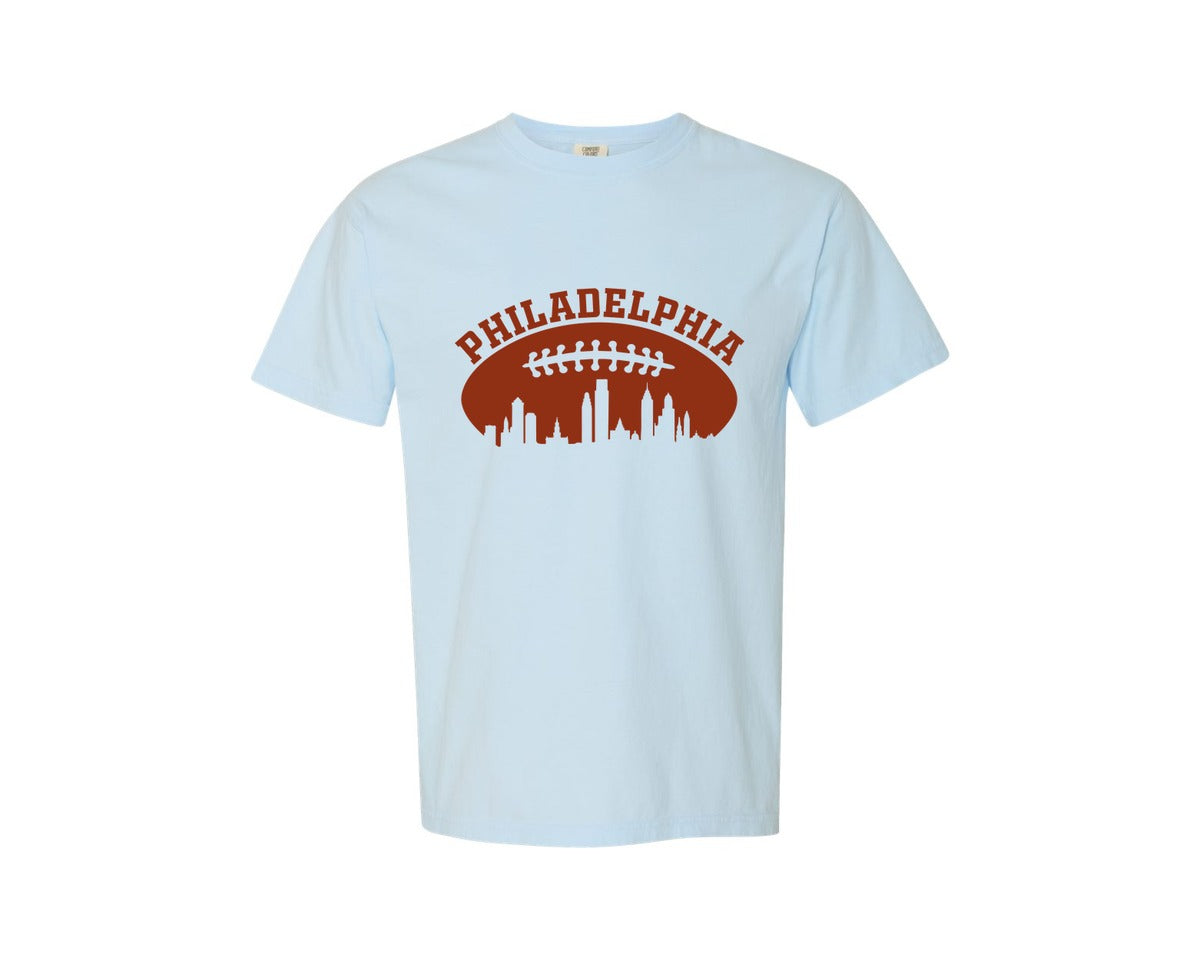 brand:Comfort Colors|color:Chambray|American Football Philadelphia Skyline Graphic T-Shirt