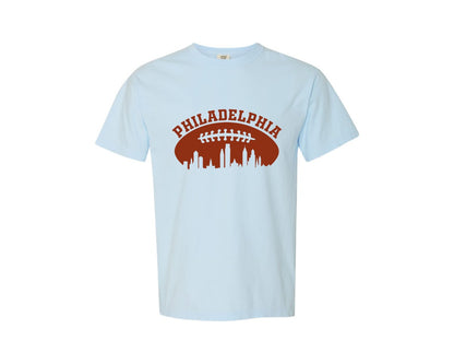 brand:Comfort Colors|color:Chambray|American Football Philadelphia Skyline Graphic T-Shirt