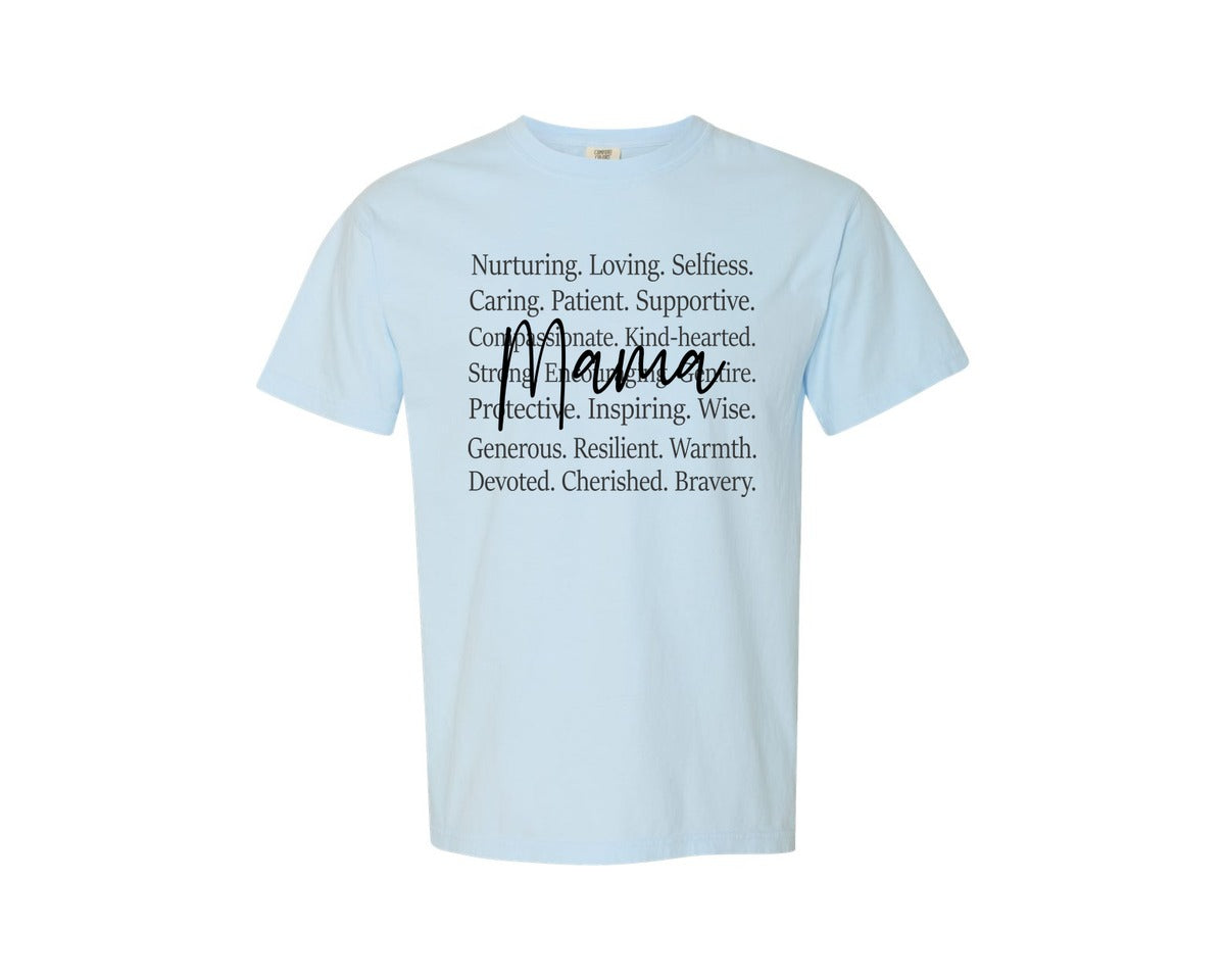 brand:Comfort Colors|color:Chambray|Mama Words Mothers Day Graphic T-Shirt