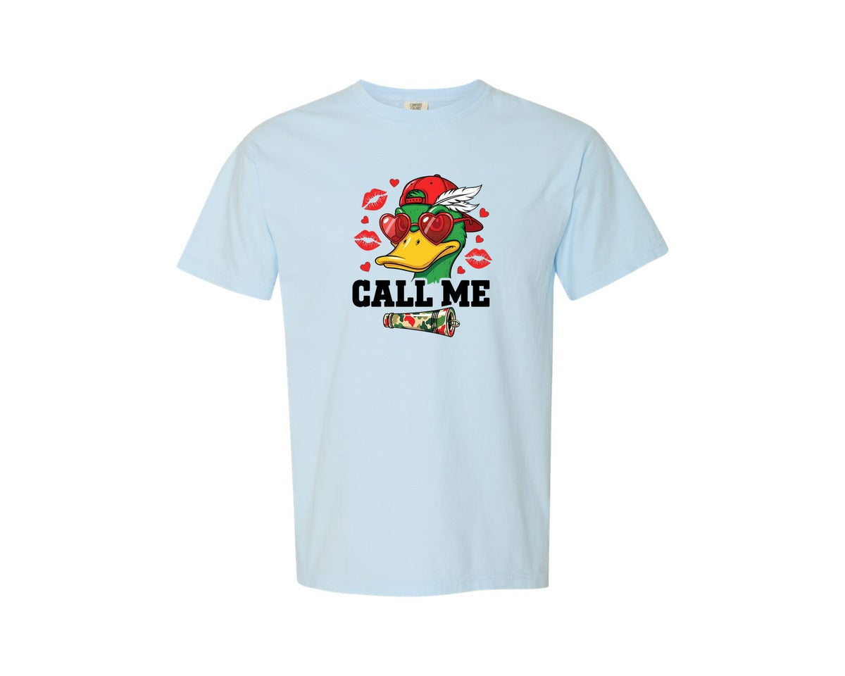 brand:Comfort Colors|color:Chambray|Call Me Duck Valentine Graphic T-Shirt