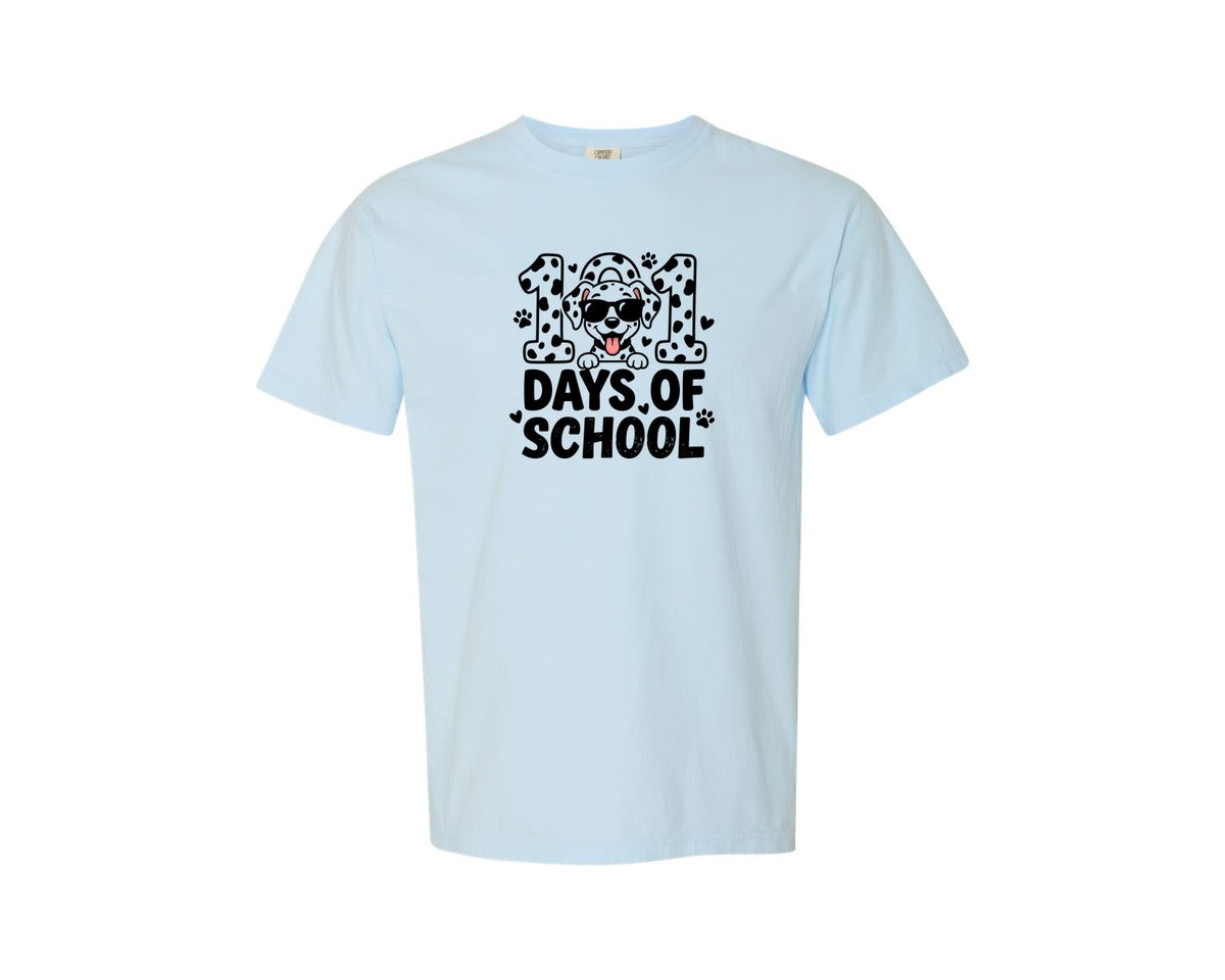 brand:Comfort Colors|color:Chambray|100 Days Of School Cute Dog Graphic T-Shirt