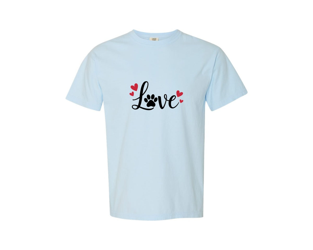 brand:Comfort Colors|color:Chambray|Love Dog 3 Graphic T-Shirt
