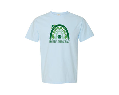 brand:Comfort Colors|color:Chambray|My 1St St Patricks Day Rainbow Graphic T-Shirt