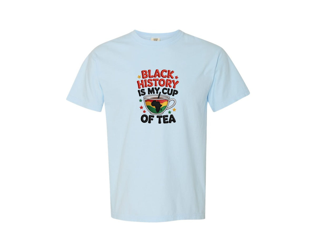 brand:Comfort Colors|color:Chambray|Black History Tea Design Graphic T-Shirt