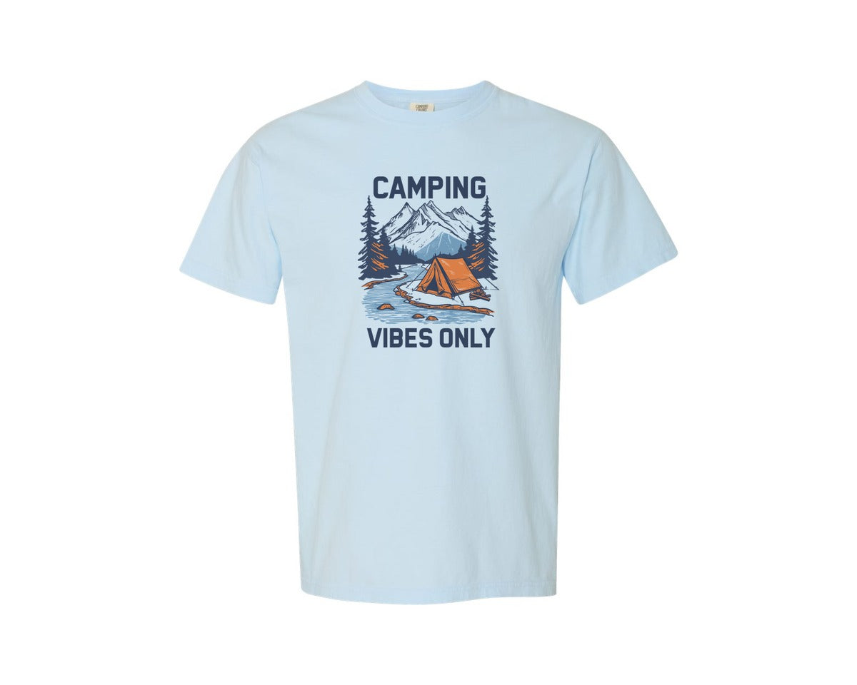 brand:Comfort Colors|color:Chambray|Camping Vibes Only Outdoor Adventure Tee Graphic T-Shirt