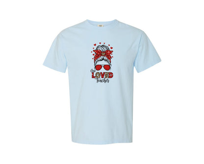 brand:Comfort Colors|color:Chambray|One Loved Teacher Valentine 4 Graphic T-Shirt