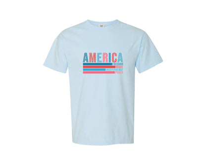 brand:Comfort Colors|color:Chambray|America 4Th Of July 5 Graphic T-Shirt
