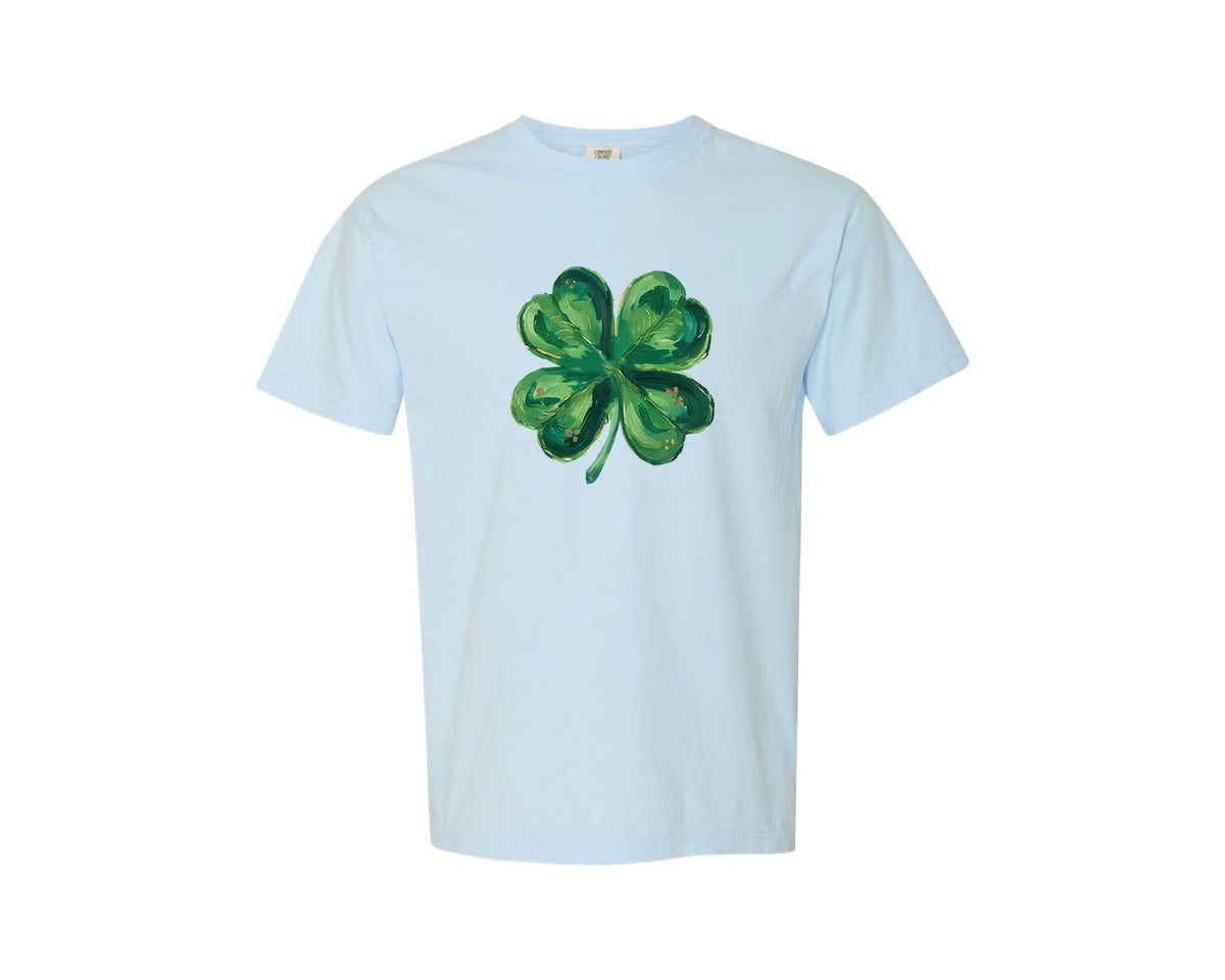 brand:Comfort Colors|color:Chambray|Hand Painted St Patricks Shamrock 2 Graphic T-Shirt
