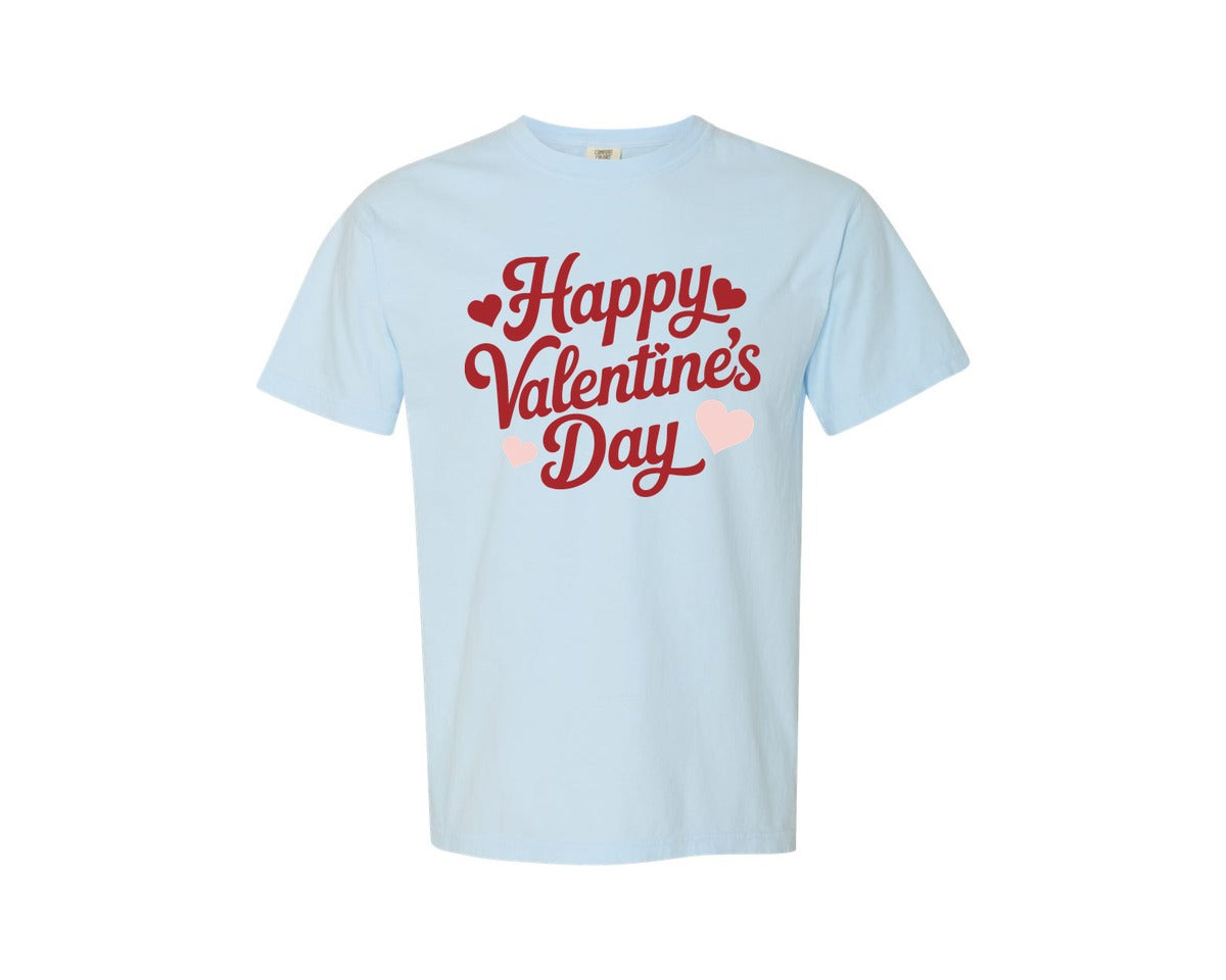 brand:Comfort Colors|color:Chambray|Happy Valentines Day Romantic Love Icon Graphic T-Shirt