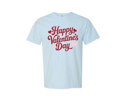 brand:Comfort Colors|color:Chambray|Happy Valentines Day Romantic Love Icon Graphic T-Shirt