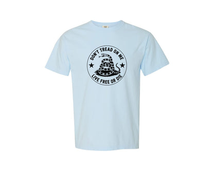 brand:Comfort Colors|color:Chambray|Dont Tread On Me Rattlesnake Design Graphic T-Shirt