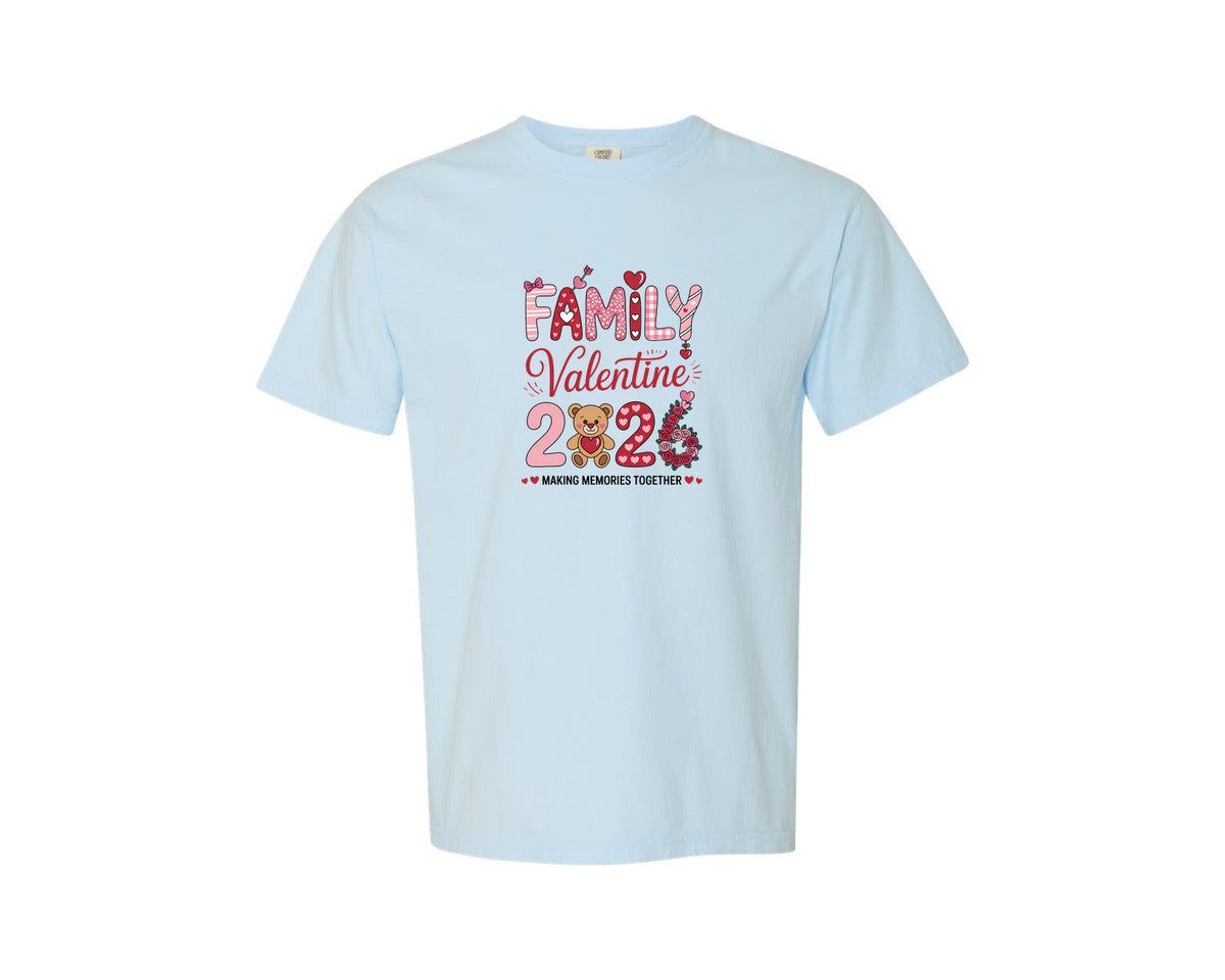 brand:Comfort Colors|color:Chambray|Family Valentine 2026 Love Day Shirt Graphic T-Shirt