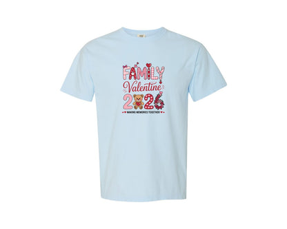 brand:Comfort Colors|color:Chambray|Family Valentine 2026 Love Day Shirt Graphic T-Shirt