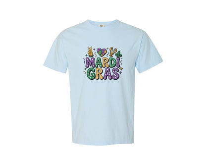 brand:Comfort Colors|color:Chambray|Faux Yarn Retro Mardi Gras 2 Graphic T-Shirt