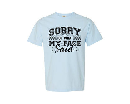 brand:Comfort Colors|color:Chambray|Sorry For What My Face Said Pngretr Graphic T-Shirt
