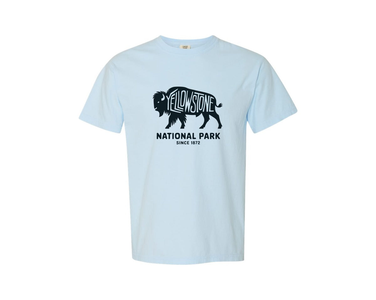 brand:Comfort Colors|color:Chambray|Yellowstone National Park Buffalo 3 Graphic T-Shirt