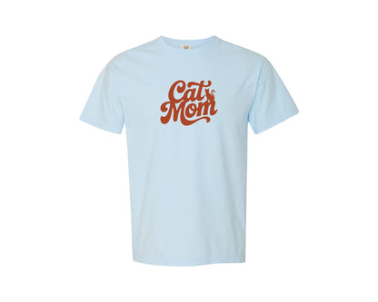 brand:Comfort Colors|color:Chambray|Cat Mom Cute Cat Lover Shirt Graphic T-Shirt