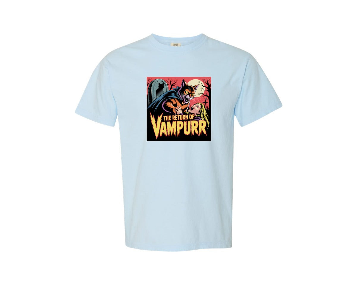 brand:Comfort Colors|color:Chambray|The Return Of Vampurr Funny Horror Graphic T-Shirt