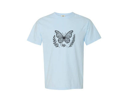brand:Comfort Colors|color:Chambray|Butterfly Design Graphic T-Shirt