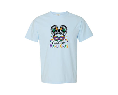 brand:Comfort Colors|color:Chambray|Little Miss Mardi Gras 14 Graphic T-Shirt