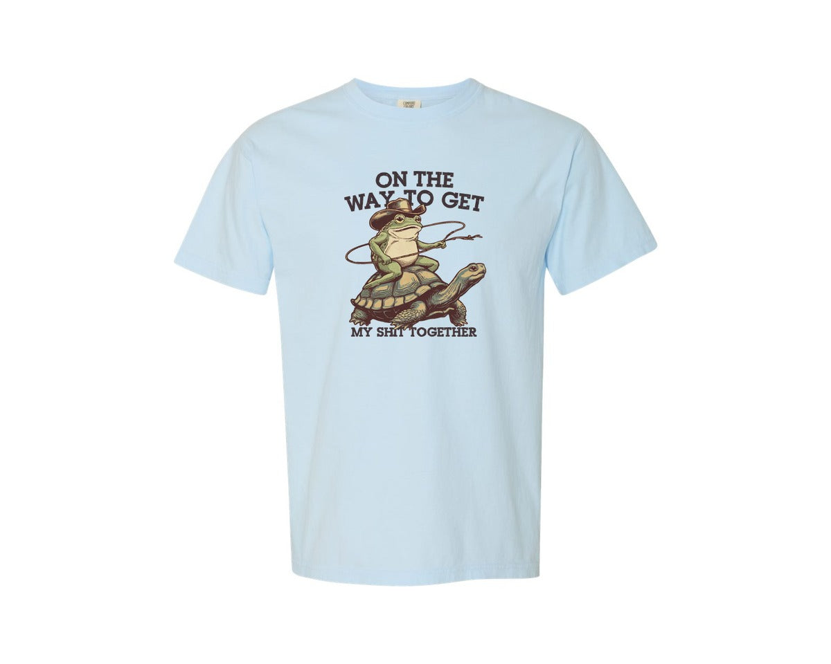 brand:Comfort Colors|color:Chambray|Cowboy Frog Funny Quote Design Graphic T-Shirt