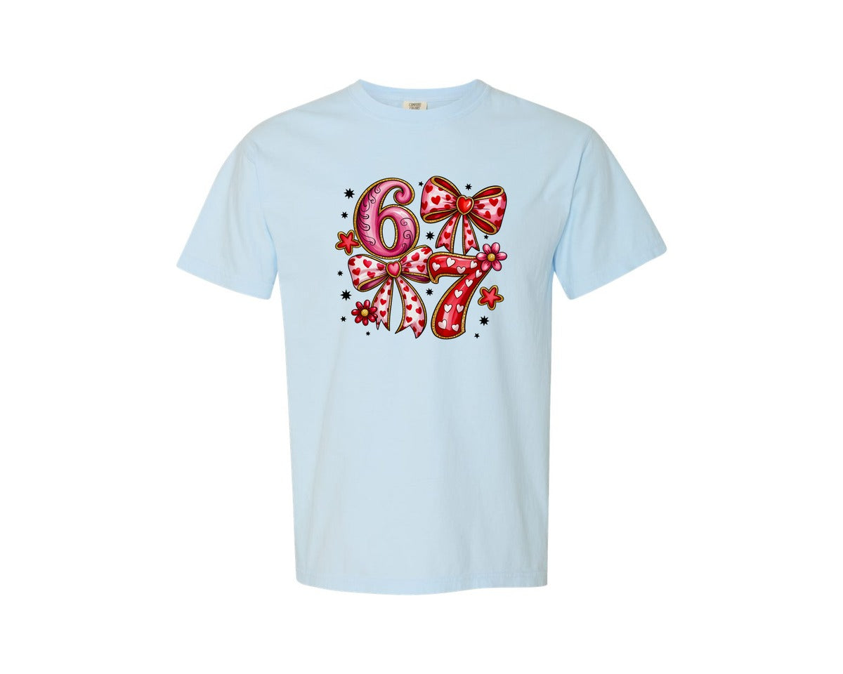 brand:Comfort Colors|color:Chambray|Funny Six Seven Valentine Coquette Graphic T-Shirt