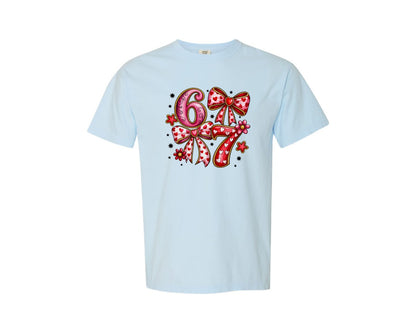 brand:Comfort Colors|color:Chambray|Funny Six Seven Valentine Coquette Graphic T-Shirt