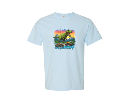 brand:Comfort Colors|color:Chambray|Dinosaur Monster Truck T Rex Graphic T-Shirt