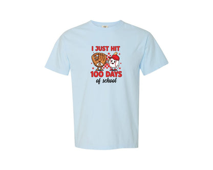 brand:Comfort Colors|color:Chambray|I Just Hit 100 Days Of School 9 Graphic T-Shirt