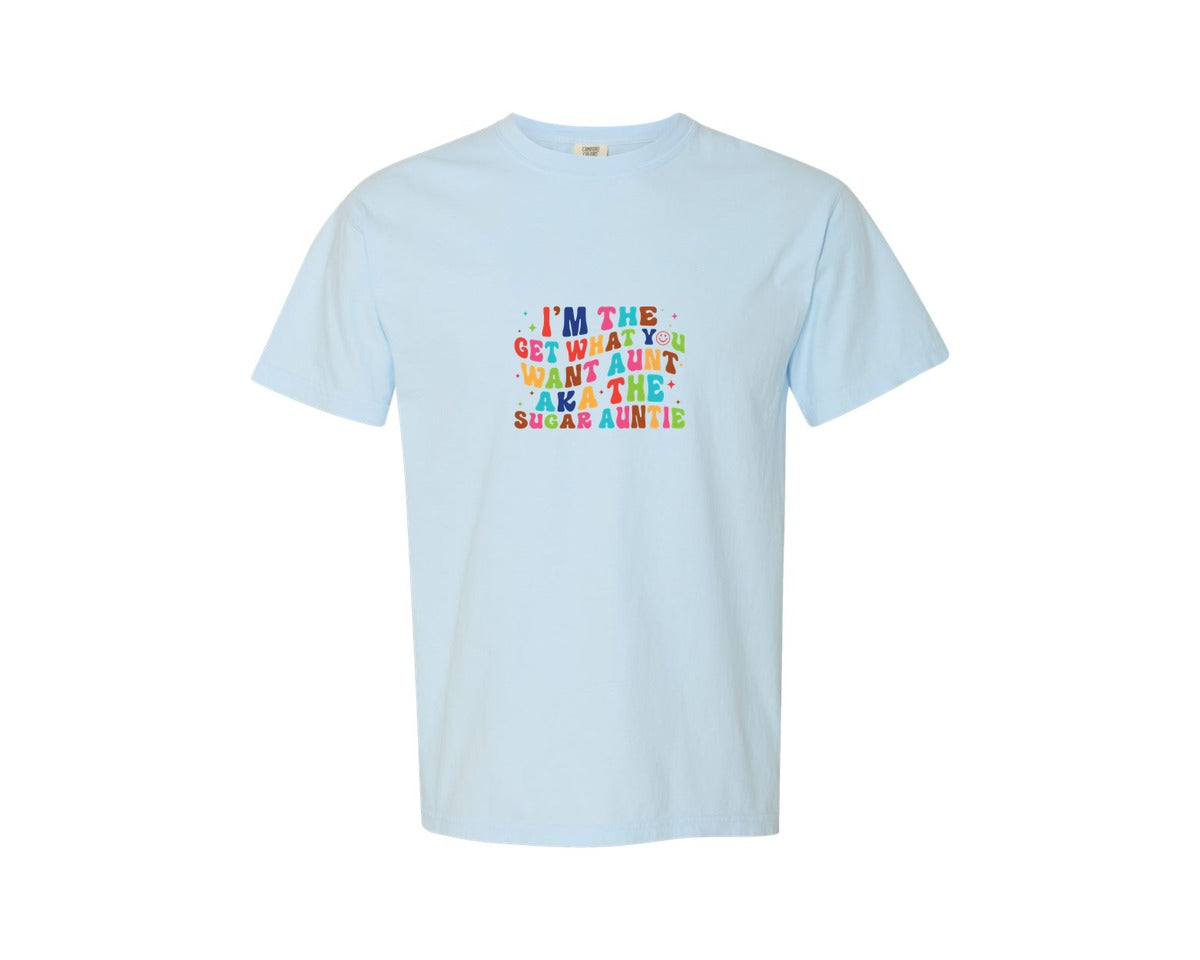 brand:Comfort Colors|color:Chambray|Sugar Auntie 2 Graphic T-Shirt