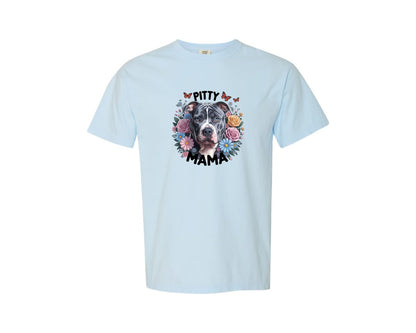 brand:Comfort Colors|color:Chambray|Pitty Mama Cute Pitbull Dog 2 Graphic T-Shirt