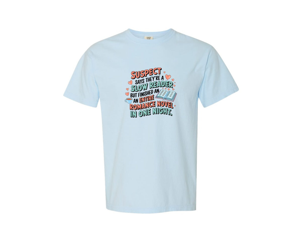 brand:Comfort Colors|color:Chambray|Suspect Claims Reading Lover Bookish 2 Graphic T-Shirt