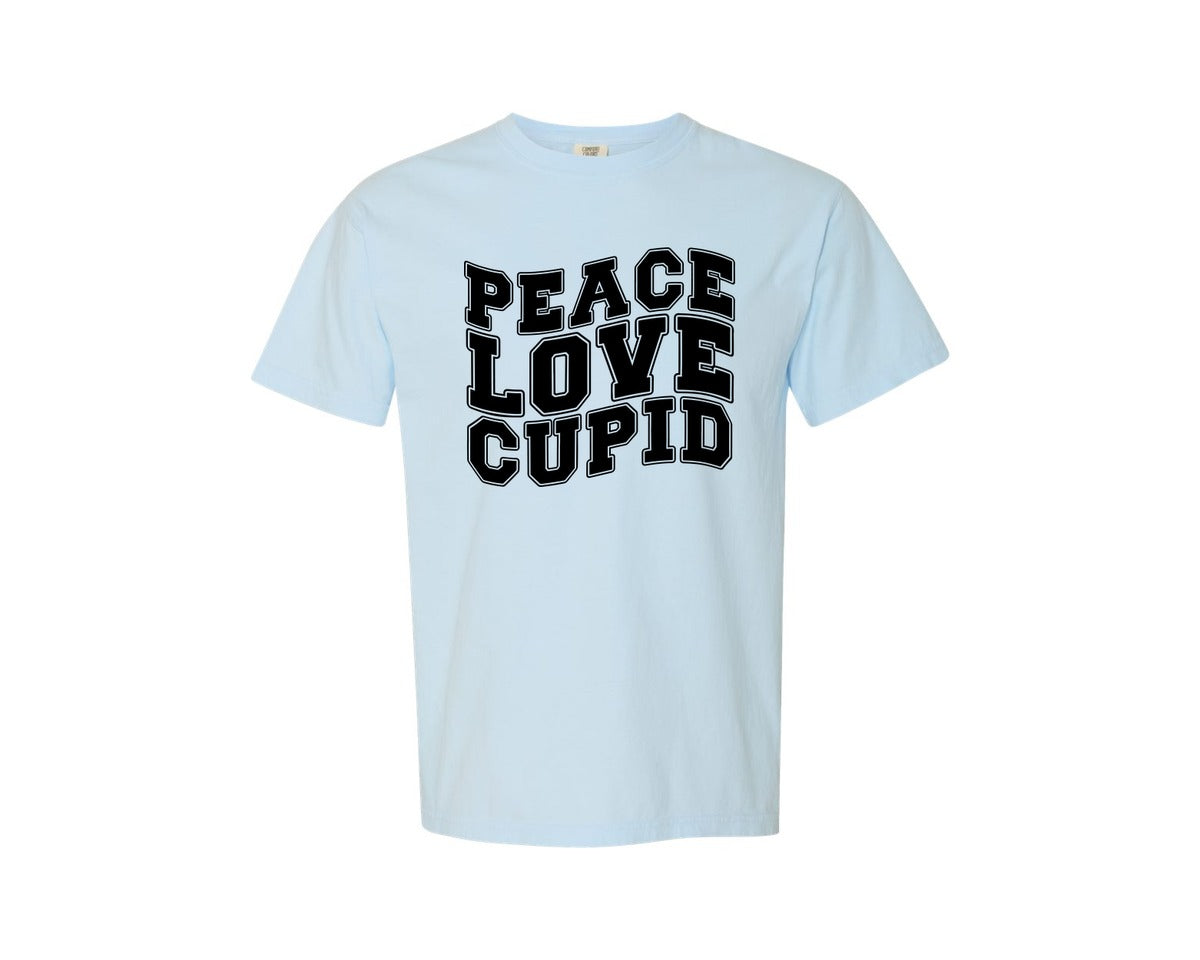 brand:Comfort Colors|color:Chambray|Peace Love Cupid 7 Graphic T-Shirt