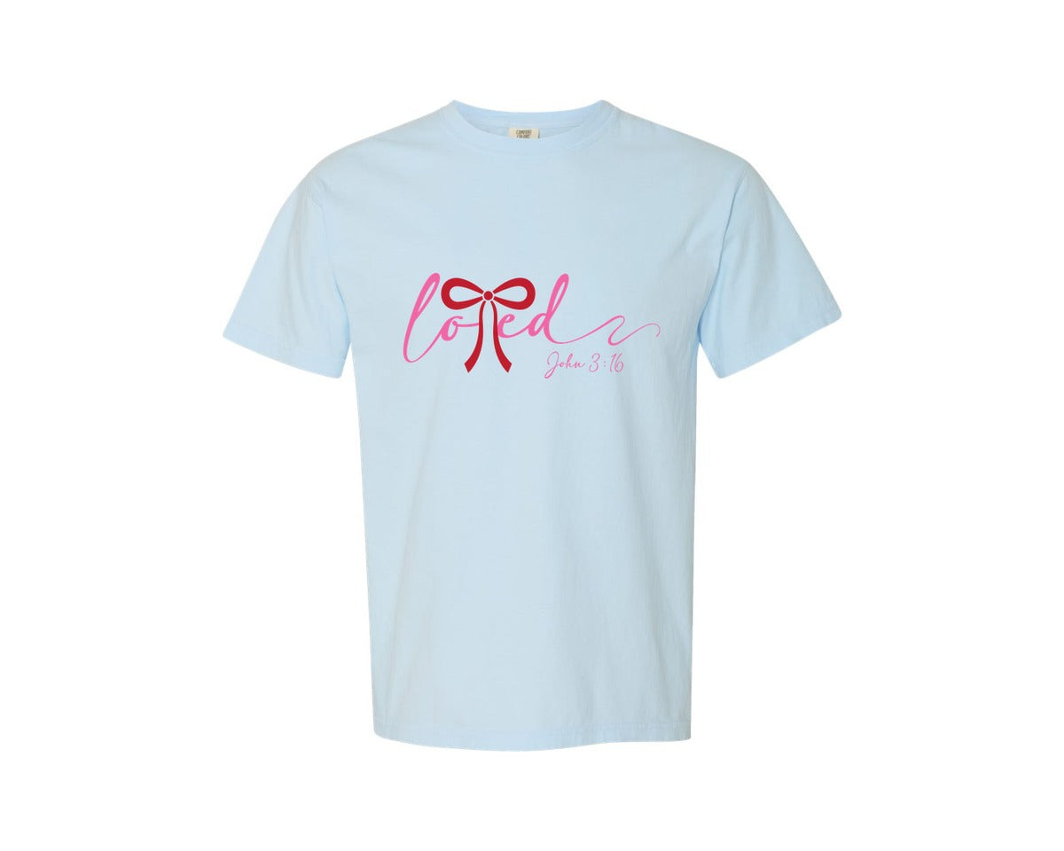 brand:Comfort Colors|color:Chambray|Loved John 316 Christian Valen Graphic T-Shirt